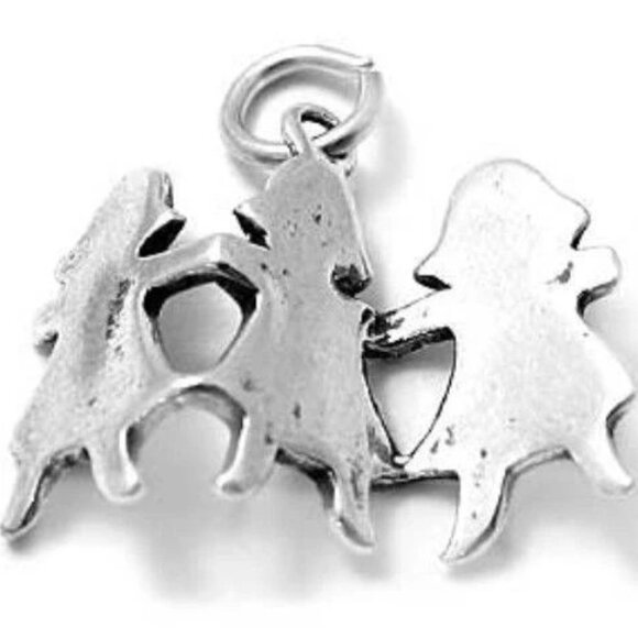 LOVELY STERLING SILVER PAPER DOLLS CHARM